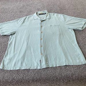 Nat Nast Silk Blend Shirt Mens 2XL XXL Light Green Coastal Beach Resortwear